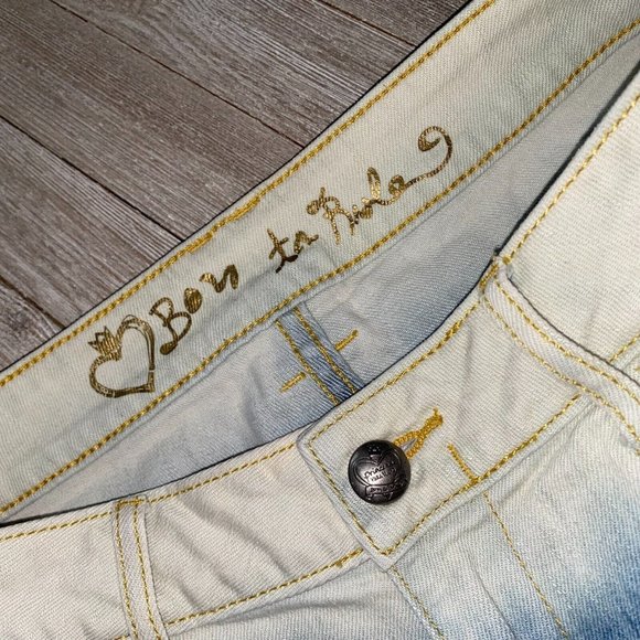 Princess Vera Wang Born To Rule Juniors 7 Ombre Cuffed Fringe Hem Denim Shorts - Picture 9 of 12